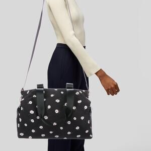 Alice + Olivia by Stacey Bendet Black Floral Canvas Weekender Bag NWOT